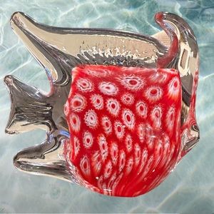 Art Glass Murano Millefiori Angel Fish Paperweight collectible